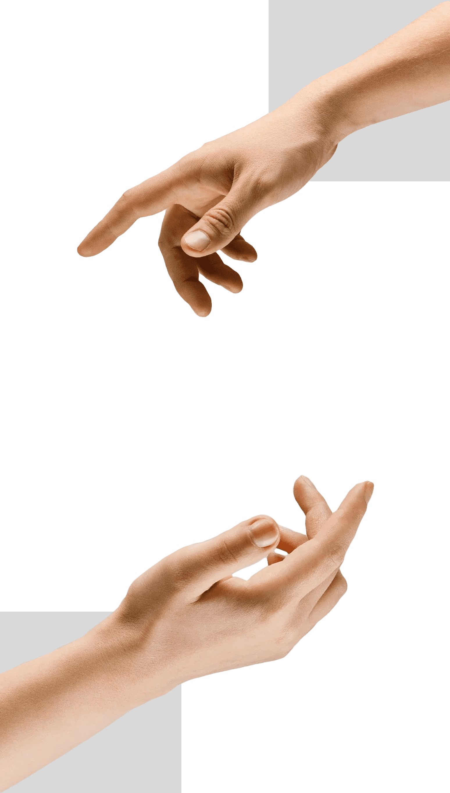 Caring hands reaching toward each other