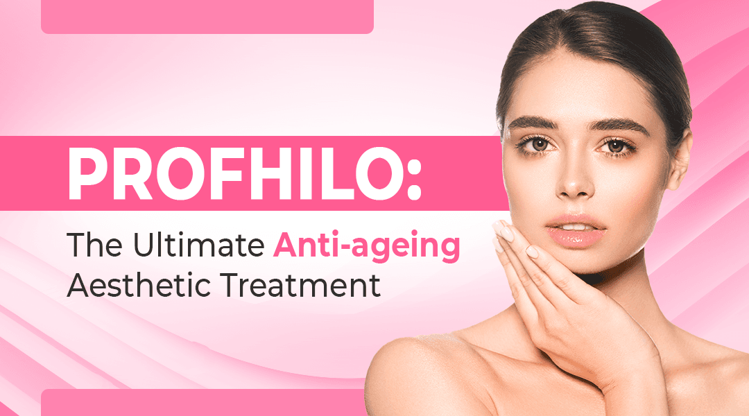 Anti-aging treatments demonstration showing a woman's face with circular callouts highlighting different skin areas